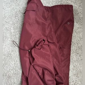 Burgundy parachute pants